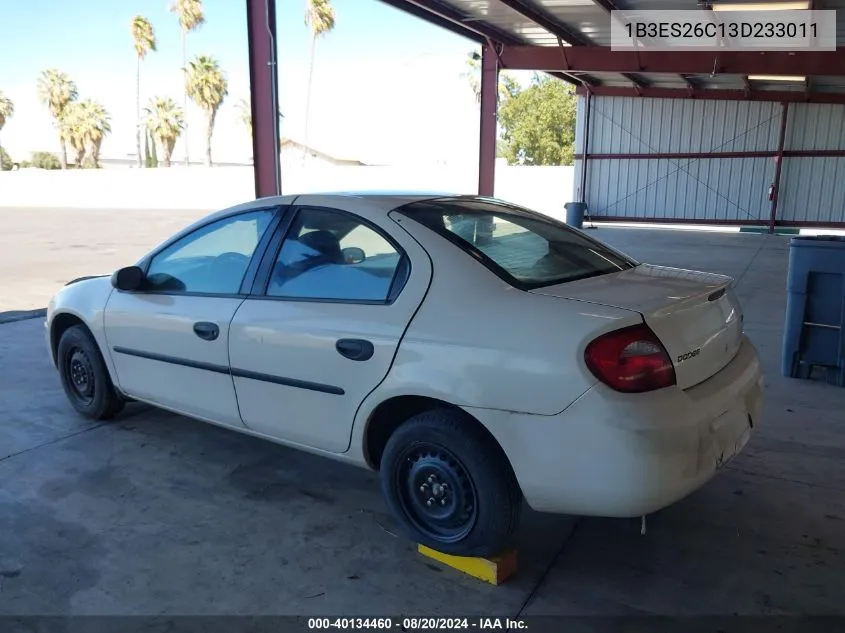 2003 Dodge Neon Se VIN: 1B3ES26C13D233011 Lot: 40134460