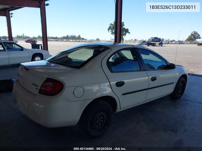 2003 Dodge Neon Se VIN: 1B3ES26C13D233011 Lot: 40134460