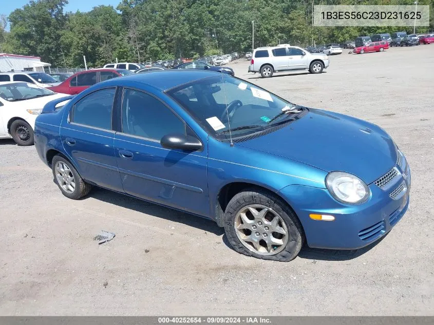 2003 Dodge Neon Sxt VIN: 1B3ES56C23D231625 Lot: 40252654