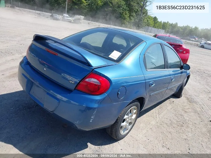 2003 Dodge Neon Sxt VIN: 1B3ES56C23D231625 Lot: 40252654