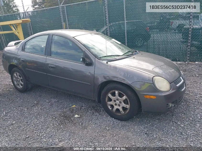 2003 Dodge Neon Sxt VIN: 1B3ES56C53D237418 Lot: 40336063