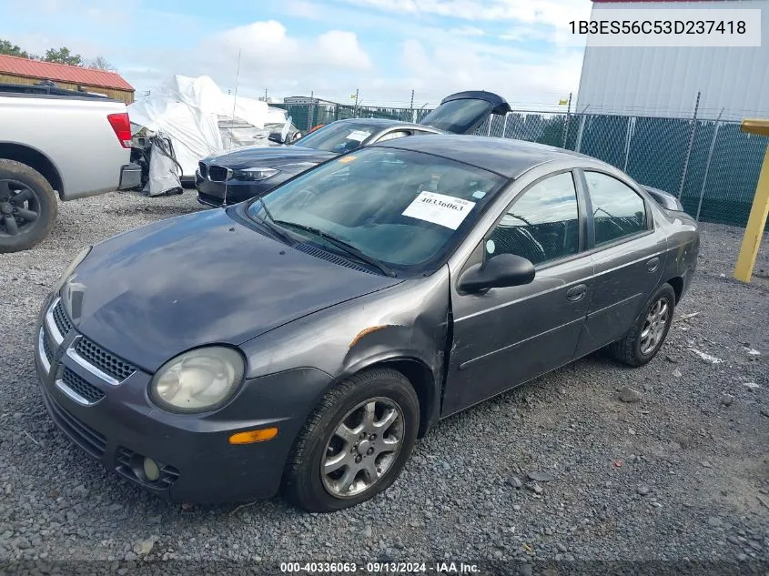 2003 Dodge Neon Sxt VIN: 1B3ES56C53D237418 Lot: 40336063