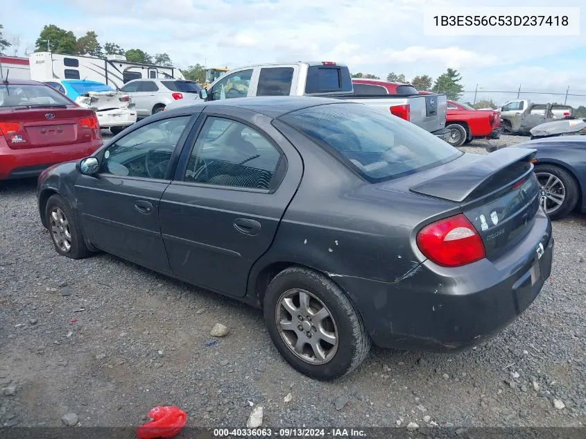 2003 Dodge Neon Sxt VIN: 1B3ES56C53D237418 Lot: 40336063