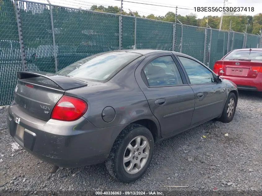 2003 Dodge Neon Sxt VIN: 1B3ES56C53D237418 Lot: 40336063