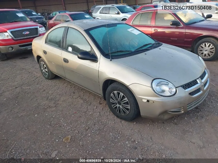 2003 Dodge Neon Se VIN: 1B3ES26C73D150408 Lot: 40696939