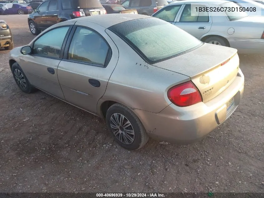 2003 Dodge Neon Se VIN: 1B3ES26C73D150408 Lot: 40696939