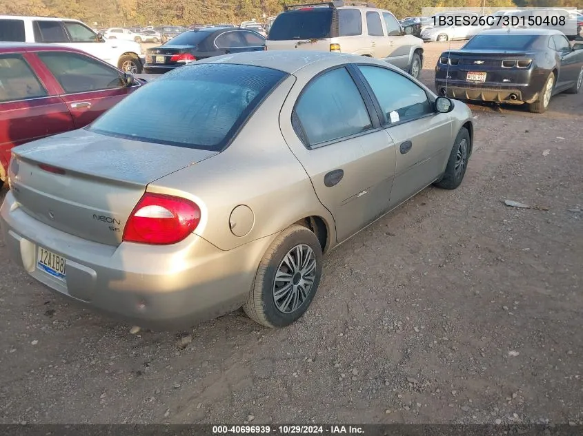 2003 Dodge Neon Se VIN: 1B3ES26C73D150408 Lot: 40696939