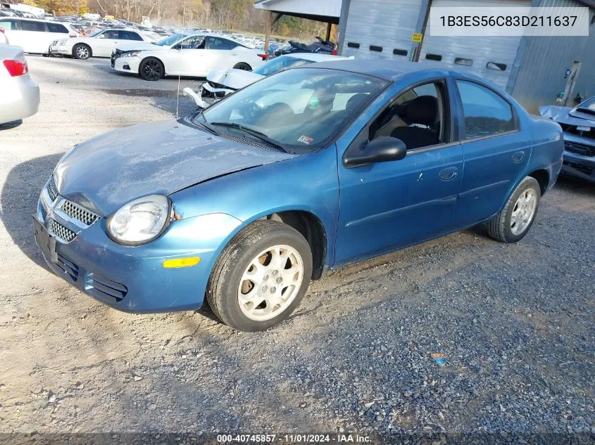 2003 Dodge Neon Sxt VIN: 1B3ES56C83D211637 Lot: 40745857