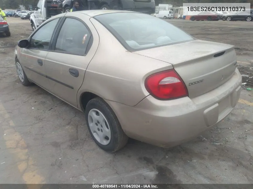 2003 Dodge Neon Se VIN: 1B3ES26C13D110373 Lot: 40769541