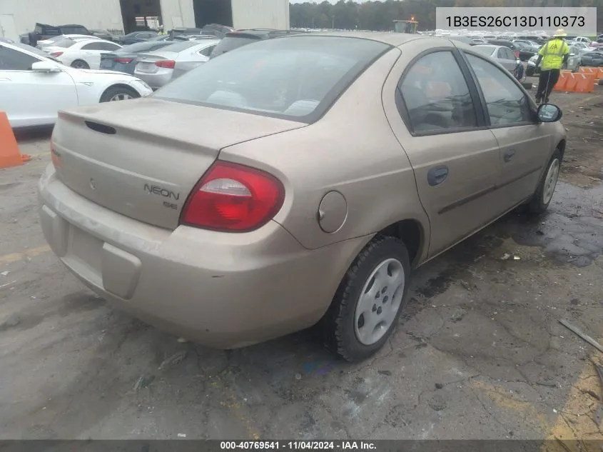 2003 Dodge Neon Se VIN: 1B3ES26C13D110373 Lot: 40769541