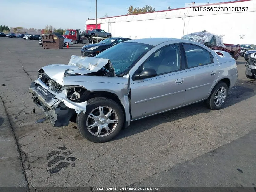 2003 Dodge Neon Sxt VIN: 1B3ES56C73D100352 Lot: 40820343