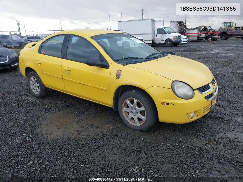 2003 Dodge Neon Sxt VIN: 1B3ES56C93D141355 Lot: 40830442