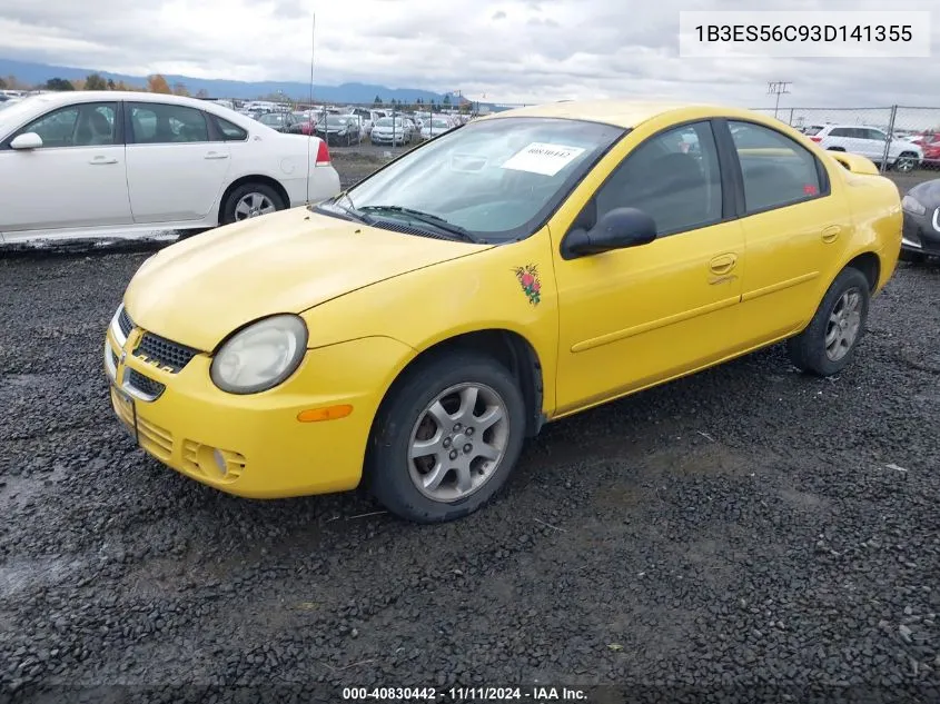 2003 Dodge Neon Sxt VIN: 1B3ES56C93D141355 Lot: 40830442