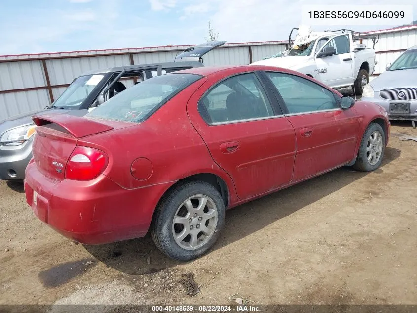 2004 Dodge Neon Sxt VIN: 1B3ES56C94D646099 Lot: 40148539