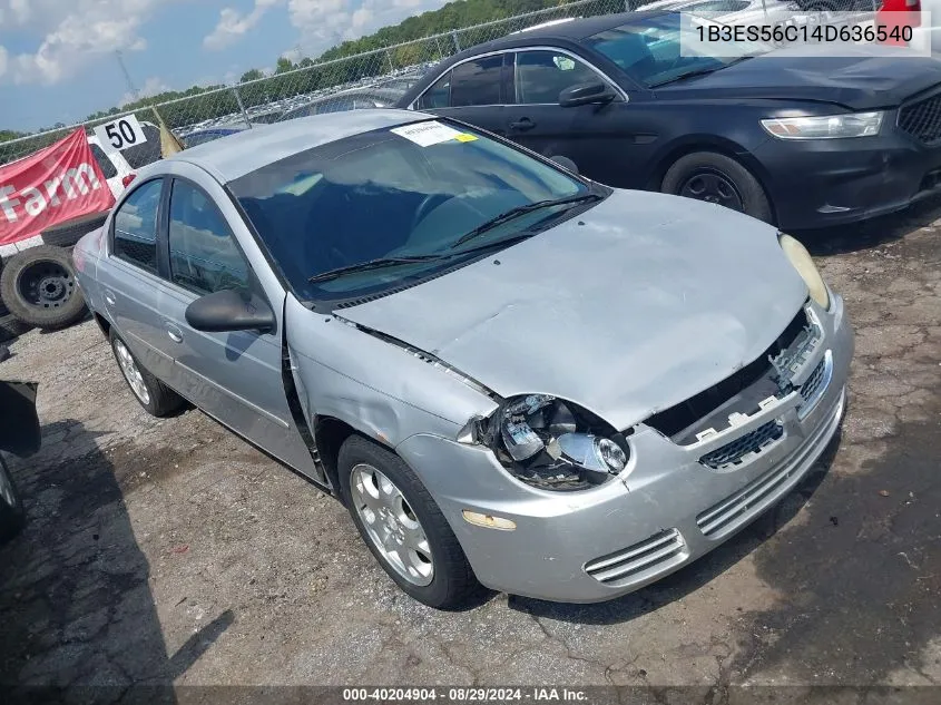 2004 Dodge Neon Sxt VIN: 1B3ES56C14D636540 Lot: 40204904