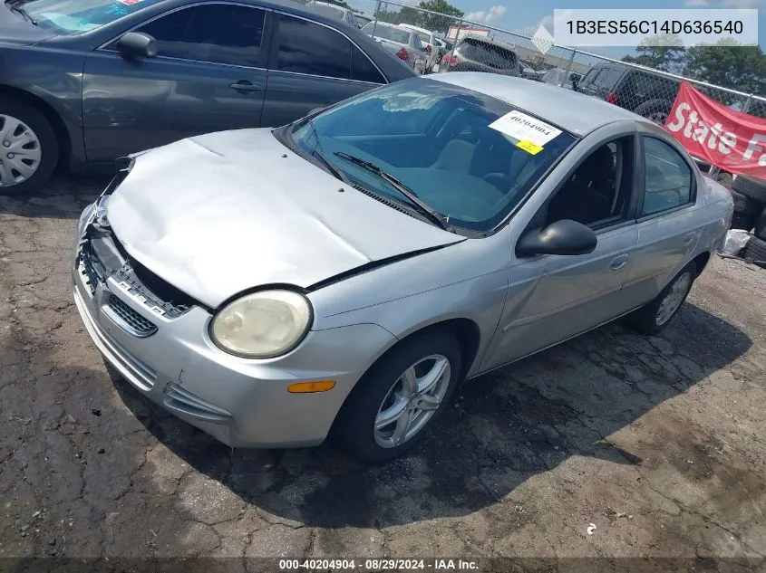 2004 Dodge Neon Sxt VIN: 1B3ES56C14D636540 Lot: 40204904