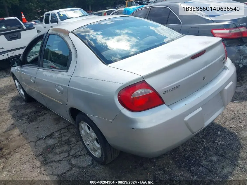 2004 Dodge Neon Sxt VIN: 1B3ES56C14D636540 Lot: 40204904