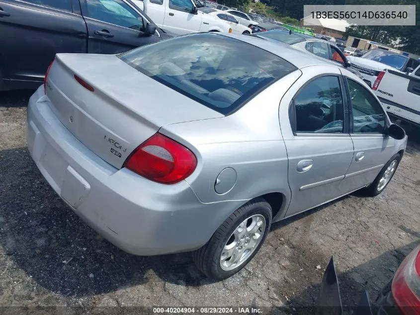 2004 Dodge Neon Sxt VIN: 1B3ES56C14D636540 Lot: 40204904