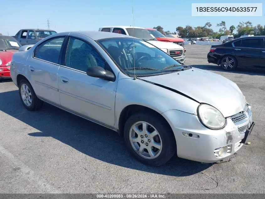 2004 Dodge Neon Sxt VIN: 1B3ES56C94D633577 Lot: 40208083