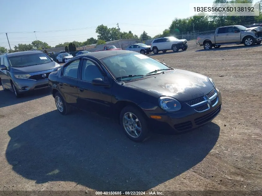 2005 Dodge Neon Sxt VIN: 1B3ES56CX5D138192 Lot: 40150685