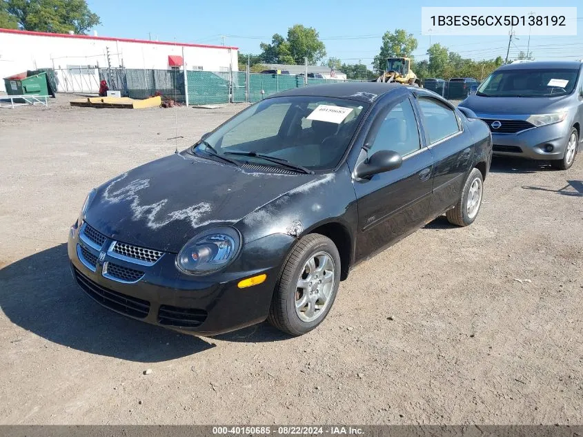 2005 Dodge Neon Sxt VIN: 1B3ES56CX5D138192 Lot: 40150685