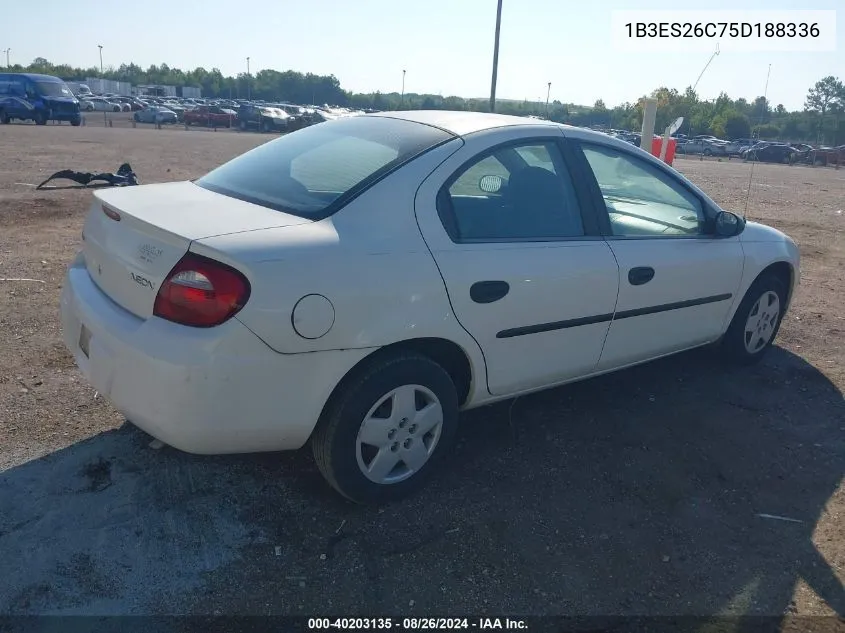 2005 Dodge Neon Se VIN: 1B3ES26C75D188336 Lot: 40203135