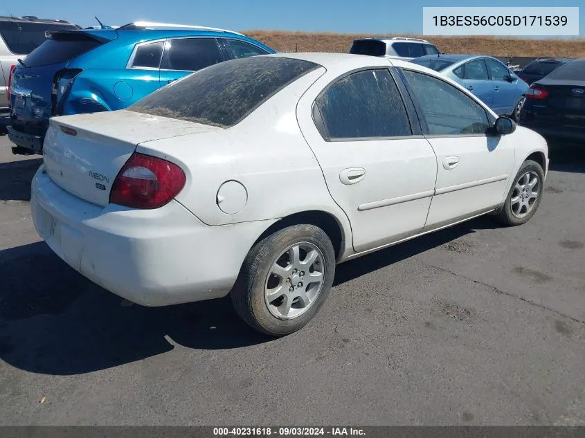 2005 Dodge Neon Sxt VIN: 1B3ES56C05D171539 Lot: 40231618