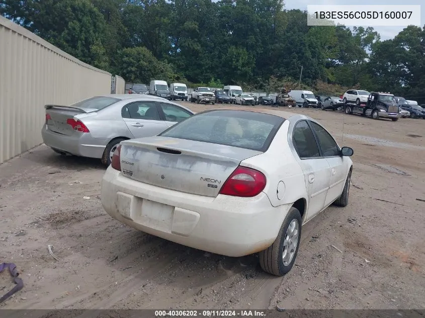 2005 Dodge Neon Sxt VIN: 1B3ES56C05D160007 Lot: 40306202