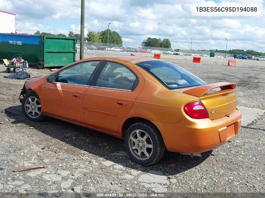 2005 Dodge Neon Sxt VIN: 1B3ES56C95D194088 Lot: 40459154