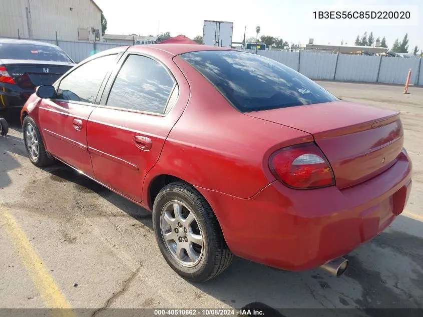 2005 Dodge Neon Sxt VIN: 1B3ES56C85D220020 Lot: 40510662