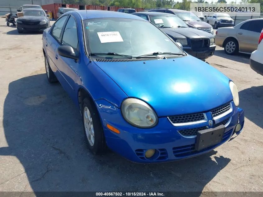 2005 Dodge Neon Sxt VIN: 1B3ES56C55D240113 Lot: 40567502