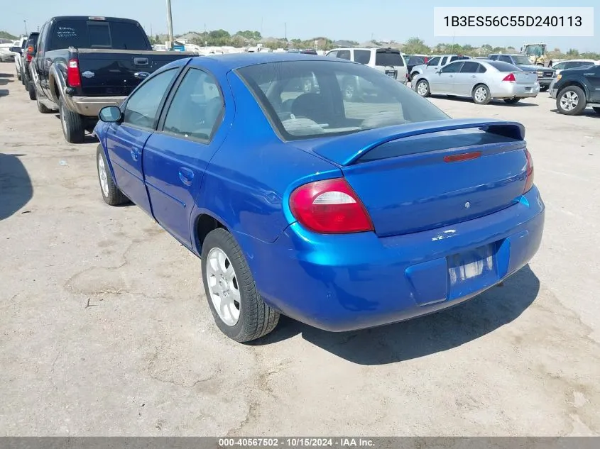 2005 Dodge Neon Sxt VIN: 1B3ES56C55D240113 Lot: 40567502