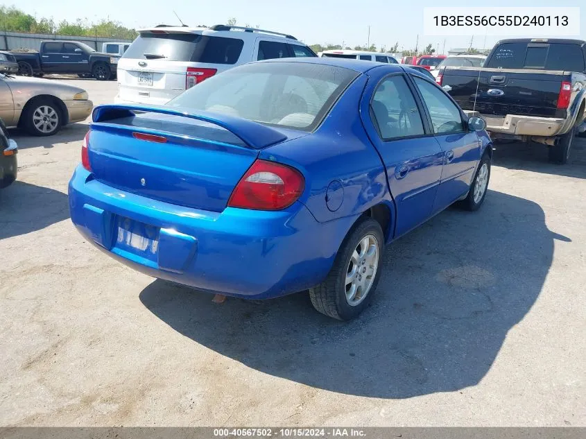 2005 Dodge Neon Sxt VIN: 1B3ES56C55D240113 Lot: 40567502