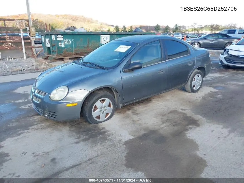 2005 Dodge Neon Se VIN: 1B3ES26C65D252706 Lot: 40743571