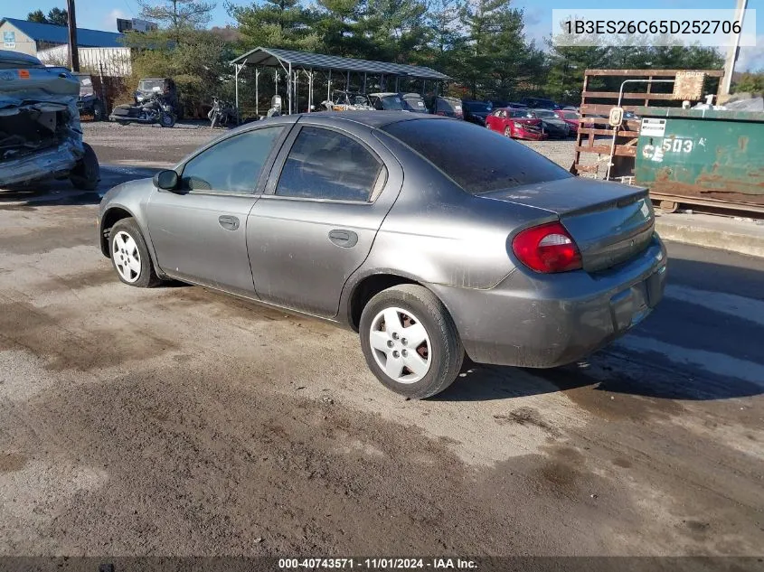 2005 Dodge Neon Se VIN: 1B3ES26C65D252706 Lot: 40743571