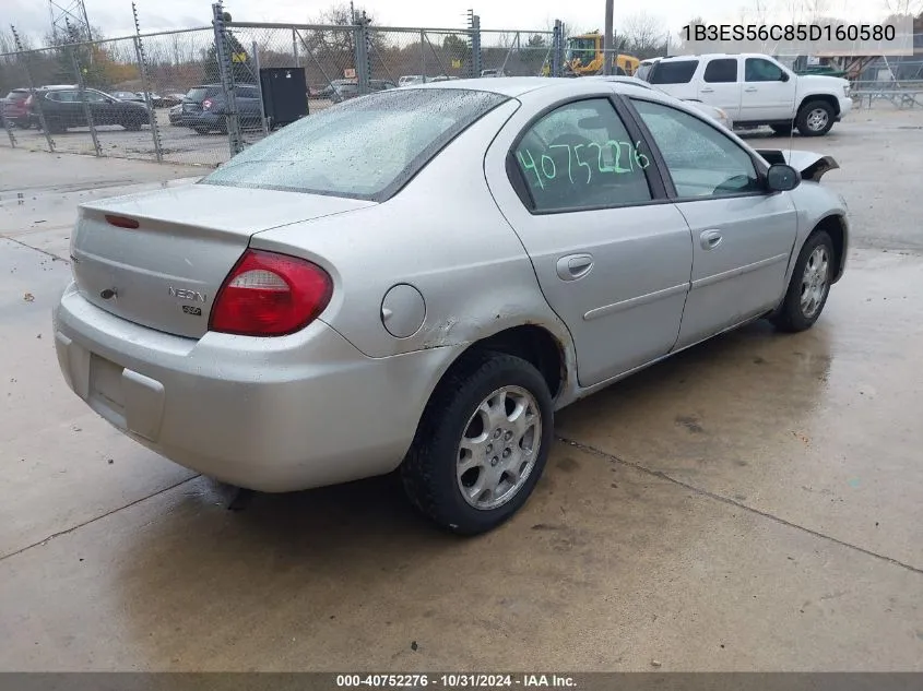 2005 Dodge Neon Sxt VIN: 1B3ES56C85D160580 Lot: 40752276