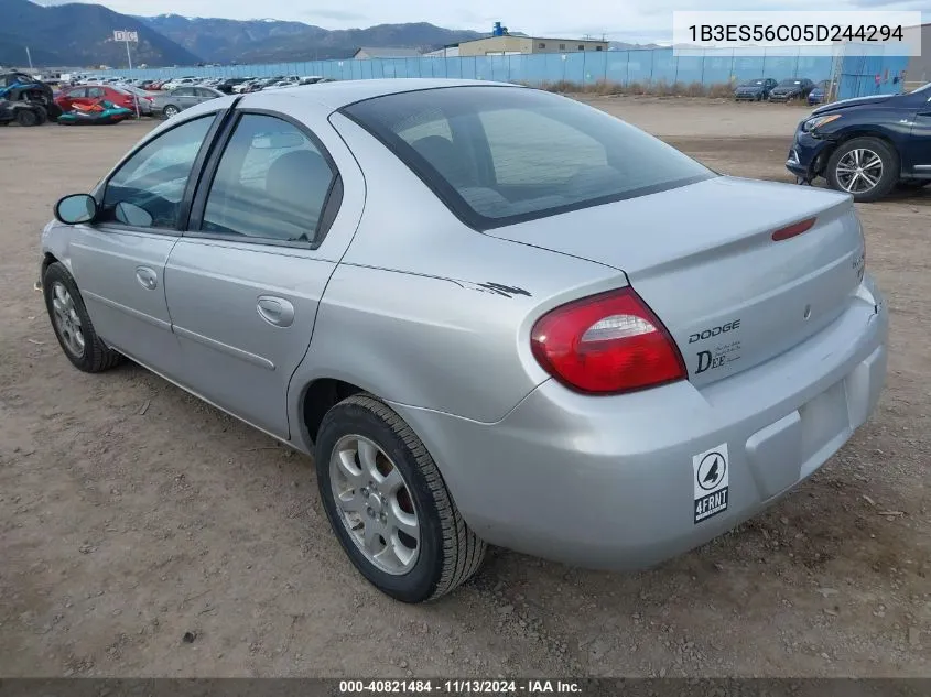 2005 Dodge Neon Sxt VIN: 1B3ES56C05D244294 Lot: 40821484