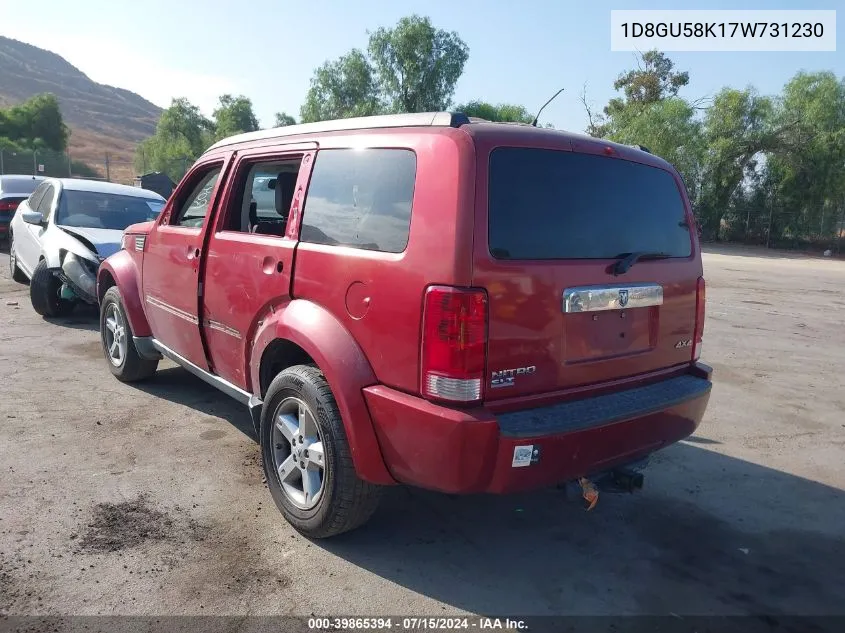 2007 Dodge Nitro Slt/Rt VIN: 1D8GU58K17W731230 Lot: 39865394