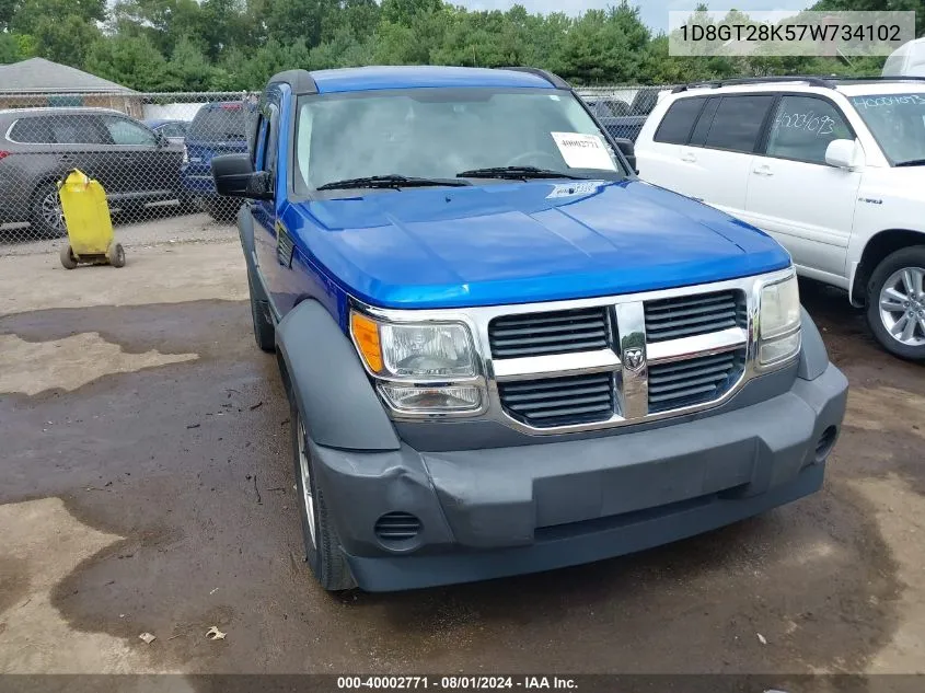 2007 Dodge Nitro Sxt VIN: 1D8GT28K57W734102 Lot: 40002771