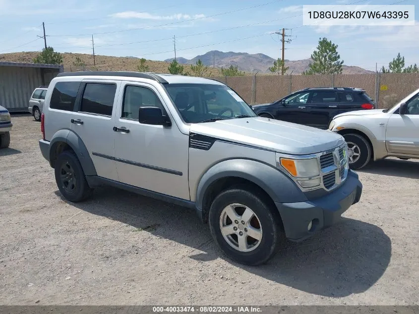 2007 Dodge Nitro Sxt VIN: 1D8GU28K07W643395 Lot: 40033474