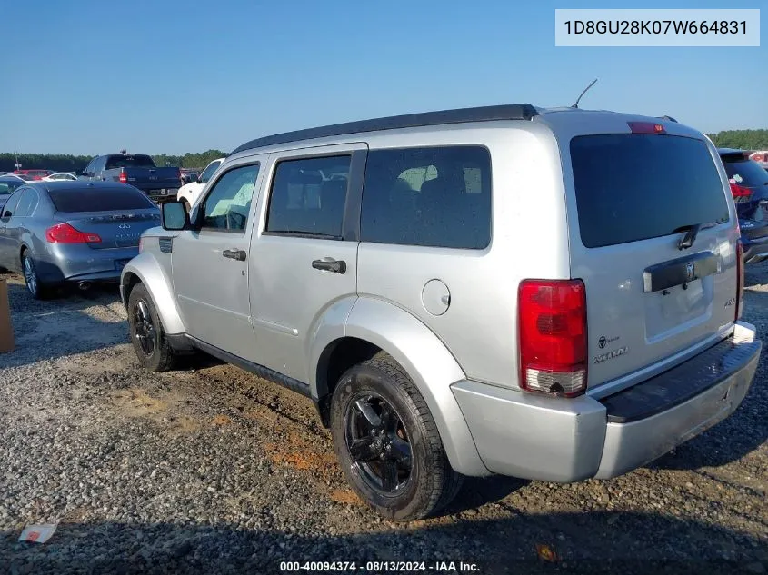 2007 Dodge Nitro Sxt VIN: 1D8GU28K07W664831 Lot: 40094374