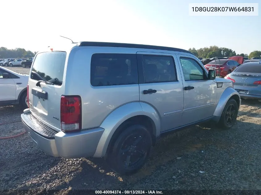 2007 Dodge Nitro Sxt VIN: 1D8GU28K07W664831 Lot: 40094374