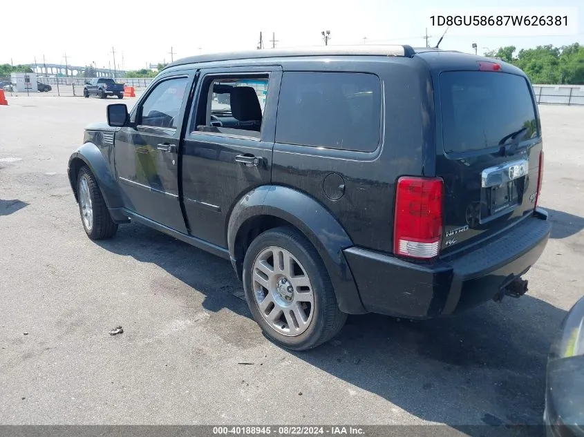 2007 Dodge Nitro Slt/Rt VIN: 1D8GU58687W626381 Lot: 40188945