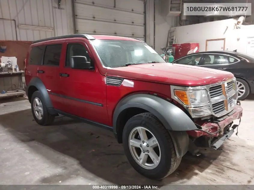 2007 Dodge Nitro Sxt VIN: 1D8GU28K67W681777 Lot: 40319998