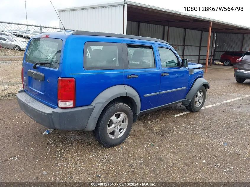 2007 Dodge Nitro Sxt VIN: 1D8GT28K67W564798 Lot: 40327543