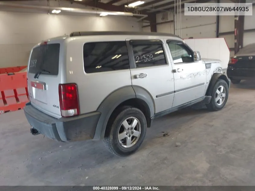 2007 Dodge Nitro Sxt VIN: 1D8GU28K07W644935 Lot: 40328099