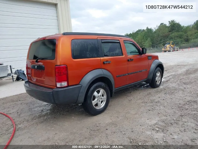 2007 Dodge Nitro Sxt VIN: 1D8GT28K47W544212 Lot: 40332101