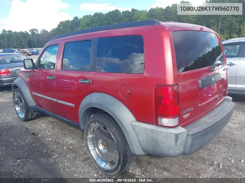 2007 Dodge Nitro Sxt VIN: 1D8GU28K17W560770 Lot: 40385962