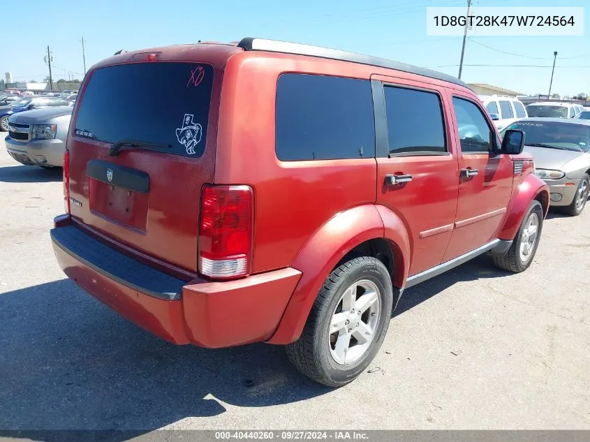 2007 Dodge Nitro Sxt VIN: 1D8GT28K47W724564 Lot: 40440260