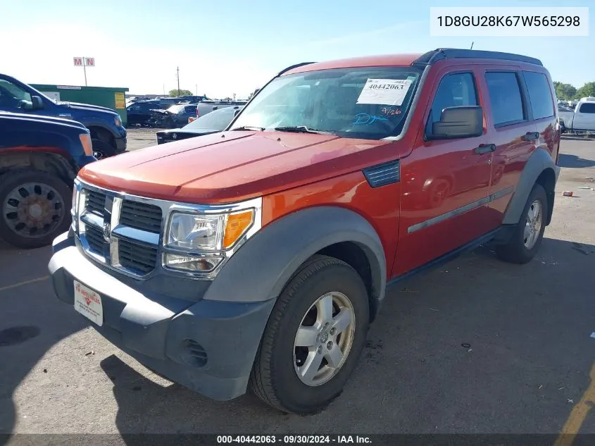 2007 Dodge Nitro Sxt VIN: 1D8GU28K67W565298 Lot: 40442063